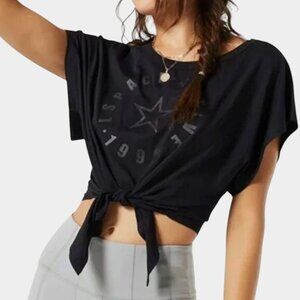 L*SPACE Active Go For It Top Crop Tie Front Black Athleisure Activewear NWT